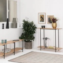 Arne Lykke Consoles Et Drapiers Console Plaqué Chêne Et Pieds Métal Bois Clair -Marquee Magasin console plaque chene et pieds metal bois clair 3