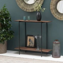 Arne Lykke Consoles Et Drapiers Console Plaqué Noyer Et Pieds Métal Bois Foncé -Marquee Magasin console plaque noyer et pieds metal bois fonce 1