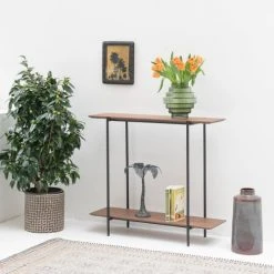 Arne Lykke Consoles Et Drapiers Console Plaqué Noyer Et Pieds Métal Bois Foncé -Marquee Magasin console plaque noyer et pieds metal bois fonce 4