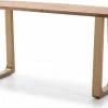 Thai Natura Consoles Et Drapiers Console Plateau Bois Clair Pieds Métal Doré L160cm