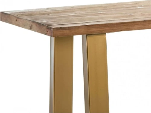 Thai Natura Consoles Et Drapiers Console Plateau Bois Clair Pieds Métal Doré L160cm 5 Thai Natura Consoles Et Drapiers Console Plateau Bois Clair Pieds Métal Doré L160cm – Image 3