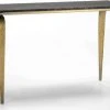 Thai Natura Consoles Et Drapiers Console Plateau Bois Pieds Métal Doré L119cm