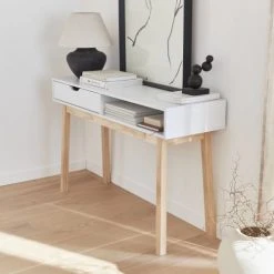 Alice's Garden Consoles Et Drapiers Console Scandinave Blanche Avec Un Tiroir -Marquee Magasin console scandinave blanche avec un tiroir 2