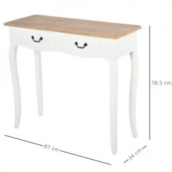 Homcom Consoles Et Drapiers Console Style Table De Drapier Shabby Chic 2 Tiroirs Blanc -Marquee Magasin console style table de drapier shabby chic 2 tiroirs blanc 2