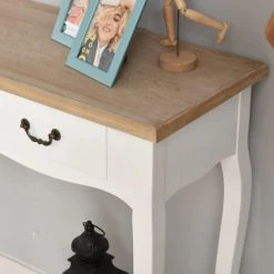 Homcom Consoles Et Drapiers Console Style Table De Drapier Shabby Chic 2 Tiroirs Blanc -Marquee Magasin console style table de drapier shabby chic 2 tiroirs blanc 5