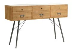 Hellin Consoles Et Drapiers Console Vitrine En Bois Et Métal 6 Tiroirs L150