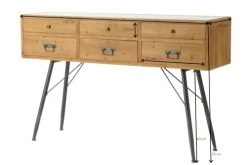 Hellin Consoles Et Drapiers Console Vitrine En Bois Et Métal 6 Tiroirs L150 -Marquee Magasin console vitrine en bois et metal 6 tiroirs l150 3