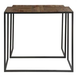 Zago Consoles Et Drapiers Consoles Gigognes En Teck Recyclé Et Métal (set De 2) -Marquee Magasin consoles gigognes en teck recycle et metal set de 2 3