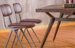 Mathi Design Tables à Manger Ensemble De Repas En Bois Marron Et Acier -Marquee Magasin ensemble de repas en bois marron et acier 2