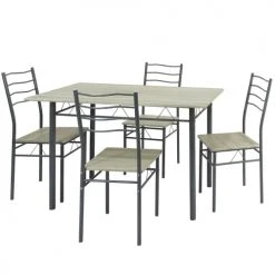 HOMN Tables Ă Manger Ensemble De Table Et 4 Chaises Pour Salle Ă Manger ChĂȘne/gris