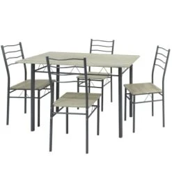 HOMN Tables à Manger Ensemble De Table Et 4 Chaises Pour Salle à Manger Noir/gris -Marquee Magasin ensemble de table et 4 chaises pour salle a manger chene gris 4