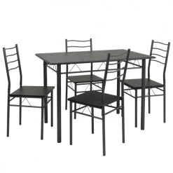 HOMN Tables Ă Manger Ensemble De Table Et 4 Chaises Pour Salle Ă Manger Noir/gris