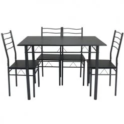 HOMN Tables à Manger Ensemble De Table Et 4 Chaises Pour Salle à Manger Noir/gris -Marquee Magasin ensemble de table et 4 chaises pour salle a manger noir gris 3