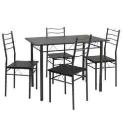 HOMN Tables à Manger Ensemble De Table Et 4 Chaises Pour Salle à Manger Noir/gris 11 HOMN Tables à Manger Ensemble De Table Et 4 Chaises Pour Salle à Manger Noir/gris -Marquee Magasin ensemble de table et 4 chaises pour salle a manger noir gris 4