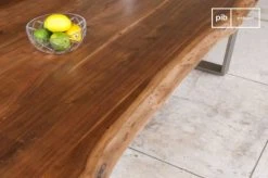 PIB Tables à Manger Grande Table De Repas En Métal Argenté Et Bois Marron -Marquee Magasin grande table de repas en metal argente et bois marron 3