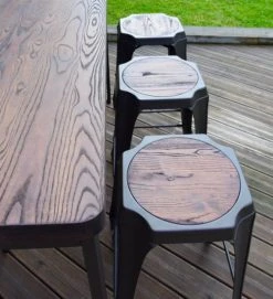 Mathi Design Tables à Manger Mange Debout 180 Cm Acier/bois Massif Foncé -Marquee Magasin mange debout 180 cm acier bois massif fonce 3