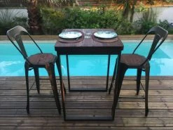 Mathi Design Tables à Manger Mange Debout 70 Cm Acier/bois Massif Foncé -Marquee Magasin mange debout 70 cm acier bois massif fonce 1