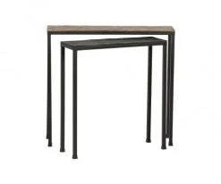 Woood Consoles Et Drapiers Set De 2 Consoles Gigognes En Métal Noir Et Marron