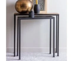 Woood Consoles Et Drapiers Set De 2 Consoles Gigognes En Métal Noir Et Marron -Marquee Magasin set de 2 consoles gigognes en metal noir et marron 4