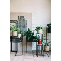 Wadiga Consoles Et Drapiers Set De 2 Sellettes En Métal Noir Et Bois H70cm -Marquee Magasin set de 2 sellettes en metal noir et bois h70cm 2