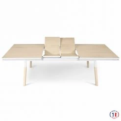 MON PETIT MEUBLE FRANCAIS Tables à Manger Table 160x100 Cm En Frêne Massif, 2 Rallonges Blanc Balisson -Marquee Magasin table 160x100 cm en frene massif 2 rallonges blanc balisson 2