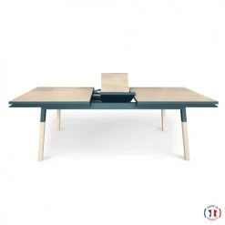 MON PETIT MEUBLE FRANCAIS Tables à Manger Table 180x100 Cm En Frêne Massif, 2 Rallonges Bleu Frehel -Marquee Magasin table 180x100 cm en frene massif 2 rallonges bleu frehel 4