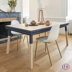 MON PETIT MEUBLE FRANCAIS Tables à Manger Table 200x100 Cm En Frêne Massif, 2 Rallonges Bleu Sombre De Rance 13 MON PETIT MEUBLE FRANCAIS Tables à Manger Table 200x100 Cm En Frêne Massif, 2 Rallonges Bleu Sombre De Rance -Marquee Magasin table 200x100 cm en frene massif 2 rallonges bleu sombre de rance 3