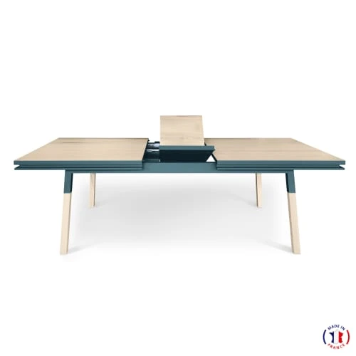 MON PETIT MEUBLE FRANCAIS Tables à Manger Table 220x120 Cm En Frêne Massif, 2 Rallonges Bleu Frehel 7 MON PETIT MEUBLE FRANCAIS Tables à Manger Table 220x120 Cm En Frêne Massif, 2 Rallonges Bleu Frehel – Image 5