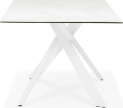 Kokoon Design Tables à Manger Table à Diner En Verre Blanc Pieds Acier Laqué Blanc L180cm -Marquee Magasin table a diner en verre blanc pieds acier laque blanc l180cm 2