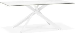 Kokoon Design Tables à Manger Table à Diner En Verre Blanc Pieds Acier Laqué Blanc L180cm