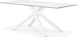 Kokoon Design Tables à Manger Table à Diner En Verre Blanc Pieds Acier Laqué Blanc L180cm -Marquee Magasin table a diner en verre blanc pieds acier laque blanc l180cm 3