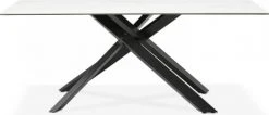 Kokoon Design Tables à Manger Table à Diner En Verre Blanc Pieds Acier Laqué Noir L180cm -Marquee Magasin table a diner en verre blanc pieds acier laque noir l180cm 1