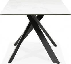 Kokoon Design Tables à Manger Table à Diner En Verre Blanc Pieds Acier Laqué Noir L180cm -Marquee Magasin table a diner en verre blanc pieds acier laque noir l180cm 2