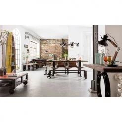 Kare Design Tables à Manger Table à Manger 10 Personnes En Bois Recyclé Et Fer L210 -Marquee Magasin table a manger 10 personnes en bois recycle et fer l210 1