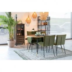 Drawer Tables à Manger Table à Manger 180x90cm Métal Et Bois Foncé -Marquee Magasin table a manger 180x90cm metal et bois fonce 2