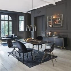 Maisons Du Monde Tables à Manger Table à Manger 4/6 Personnes En Acacia Noir Et Métal Doré L197 -Marquee Magasin table a manger 4 6 personnes en acacia noir et metal dore l197 1000 13 38 176133 6