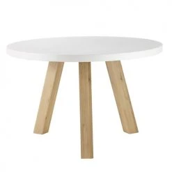 Maisons Du Monde Tables à Manger Table à Manger 5/6 Personnes En Béton Blanc Et Chêne D120 -Marquee Magasin table a manger 5 6 personnes en beton blanc et chene d120 1000 14 10 188323 2