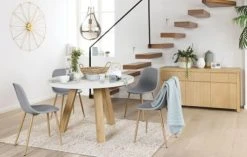 Maisons Du Monde Tables à Manger Table à Manger 5/6 Personnes En Béton Blanc Et Chêne D120 -Marquee Magasin table a manger 5 6 personnes en beton blanc et chene d120 1000 14 10 188323 5