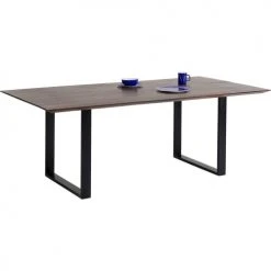 Kare Design Tables à Manger Table à Manger 6 Personnes Acacia Brun Biseauté Et Acier Noir L160 -Marquee Magasin table a manger 6 personnes acacia brun biseaute et acier noir l160 3