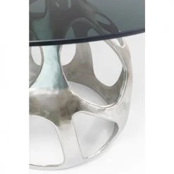 Kare Design Tables à Manger Table à Manger 6 Personnes En Alu Argenté Et Verre Noir D120 -Marquee Magasin table a manger 6 personnes en alu argente et verre noir d120 3