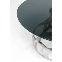 Kare Design Tables à Manger Table à Manger 6 Personnes En Alu Argenté Et Verre Noir D120 -Marquee Magasin table a manger 6 personnes en alu argente et verre noir d120 4