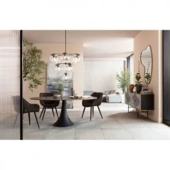 Kare Design Tables à Manger Table à Manger 6 Personnes En Aluminium Noir Et Grès L180 -Marquee Magasin table a manger 6 personnes en aluminium noir et gres l180 1