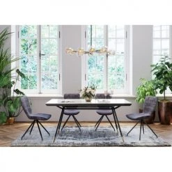 Kare Design Tables à Manger Table à Manger 6 Personnes En Verre Effet Marbre Blanc Et Acier -Marquee Magasin table a manger 6 personnes en verre effet marbre blanc et acier 1