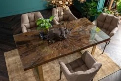 Kare Design Tables à Manger Table à Manger 8 Personnes En Bois Recyclé Et Acier Doré L180 -Marquee Magasin table a manger 8 personnes en bois recycle et acier dore l180 1