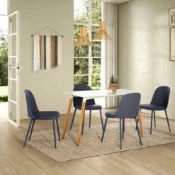 HOMN Tables à Manger Table à Manger Blanche, Pieds En Bois De Hêtre, 120x60 Cm -Marquee Magasin table a manger blanche pieds en bois de hetre 120x60 cm 1