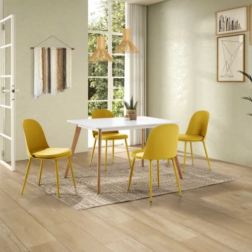 HOMN Tables à Manger Table à Manger Blanche, Pieds En Bois De Hêtre, 120x80 Cm 4 HOMN Tables à Manger Table à Manger Blanche, Pieds En Bois De Hêtre, 120x80 Cm – Image 2