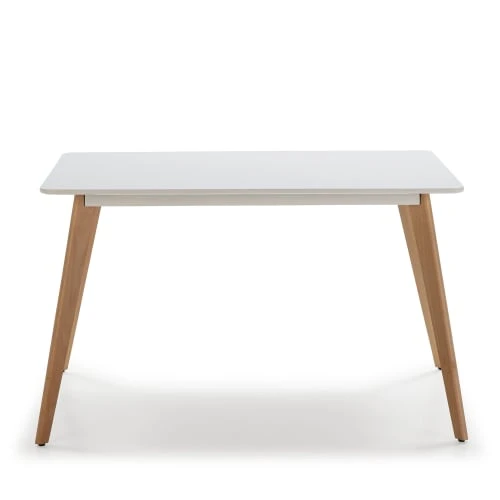 HOMN Tables à Manger Table à Manger Blanche, Pieds En Bois De Hêtre, 120x80 Cm 5 HOMN Tables à Manger Table à Manger Blanche, Pieds En Bois De Hêtre, 120x80 Cm – Image 3