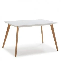 HOMN Tables Ă Manger Table Ă Manger Blanche, Pieds En Bois De HĂȘtre, 120x80 Cm