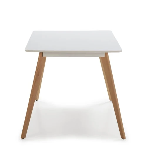 HOMN Tables à Manger Table à Manger Blanche, Pieds En Bois De Hêtre, 120x80 Cm 6 HOMN Tables à Manger Table à Manger Blanche, Pieds En Bois De Hêtre, 120x80 Cm – Image 4