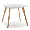HOMN Tables à Manger Table à Manger Blanche, Pieds En Bois De Hêtre, 80x80 Cm